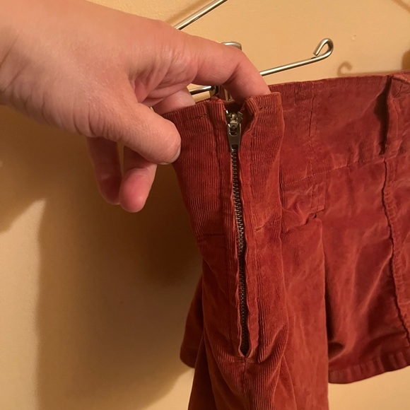 Free People Pleated Micro Mini Cord Skort in Roasted Russet - Picture 7 of 7